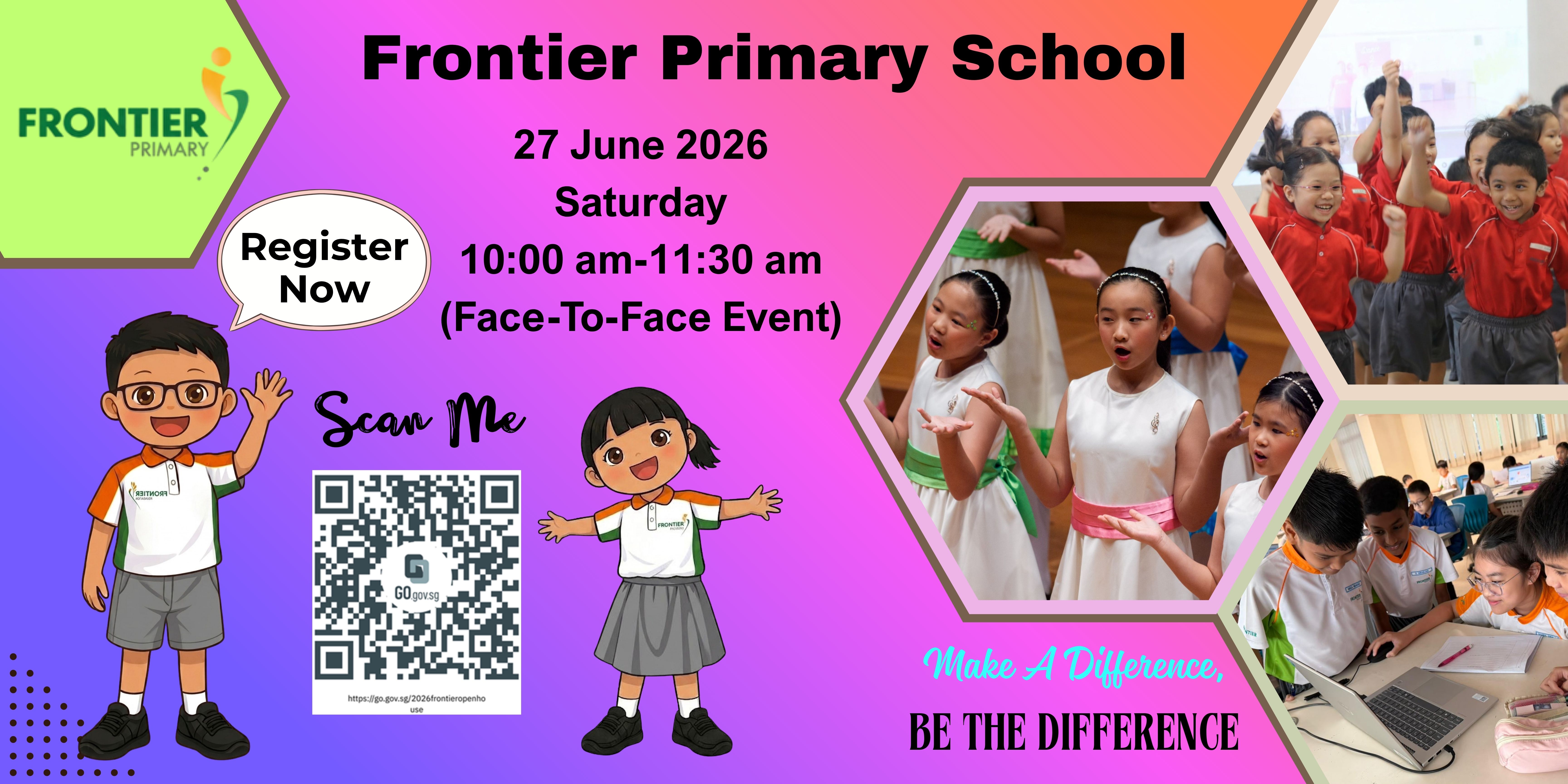 2026 School Banner in Yellow Pink Playful Style