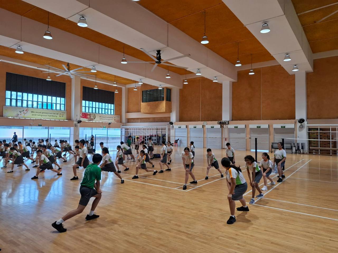 Students warming up during CCA training
